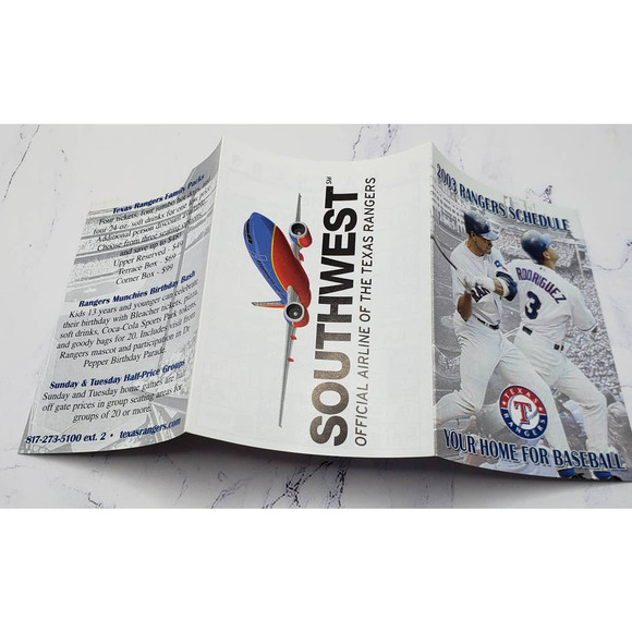 2003 Texas Rangers Alex Rodriguez Pocket Schedule Southwest - Picture 6 of 6